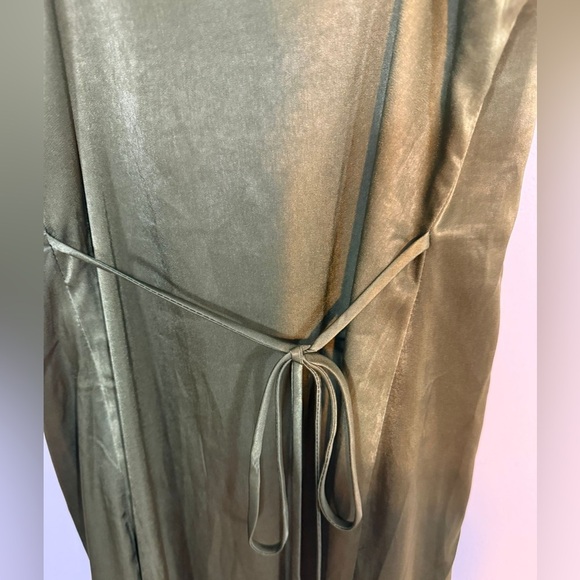 Urban Outfitters Olive Green Satin Slip Midi Dress – Size S - Picture 4 of 8